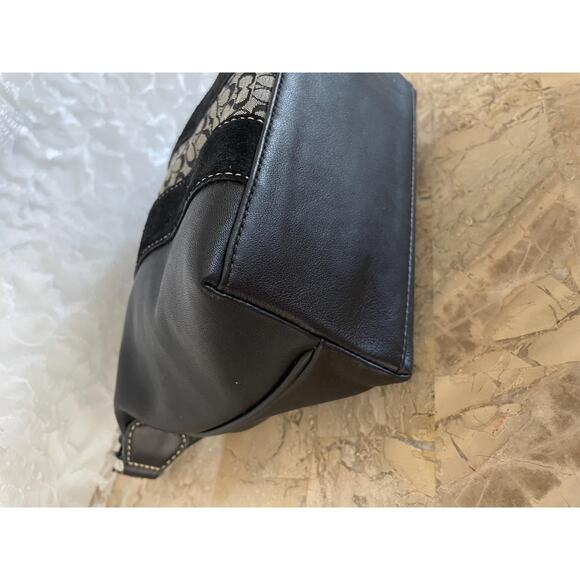 Vtg COACH signature black canvas / leather suede fabric Y2K Demi mini bag - Picture 7 of 9